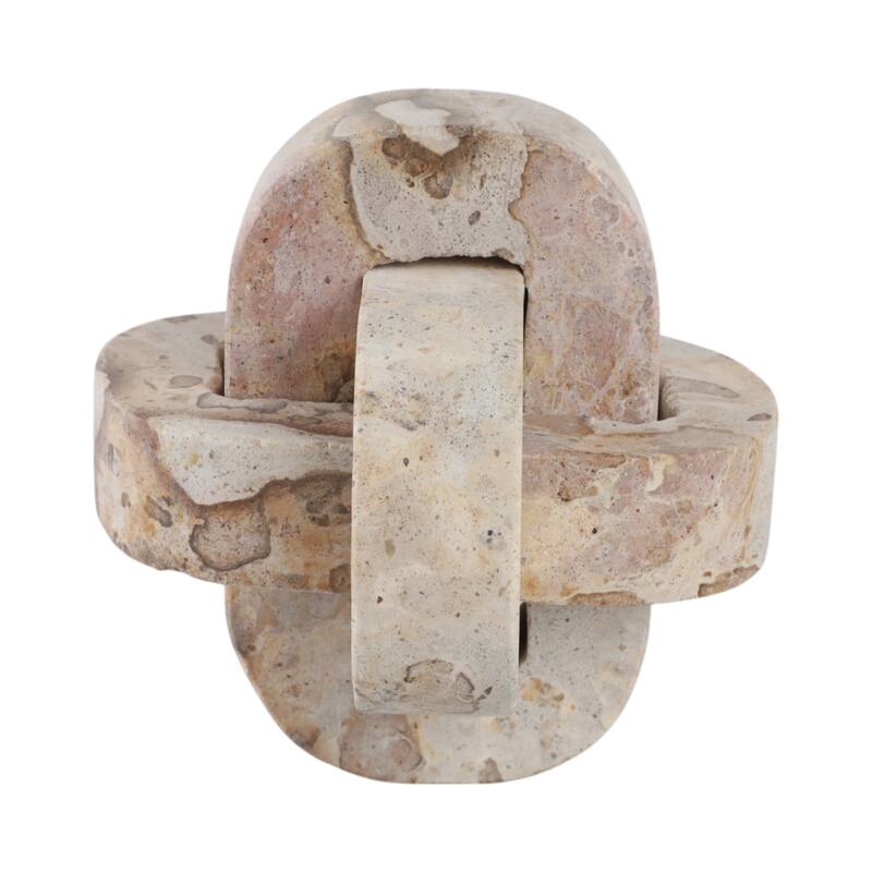 Stone Marble Decorative Object Interlocking Sculptural Form Accent