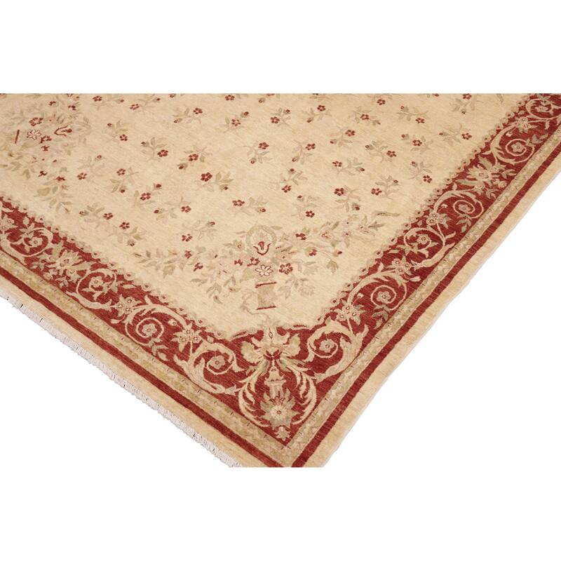 Artisan Oushak Open Field Hand-Knotted Wool Area Rug