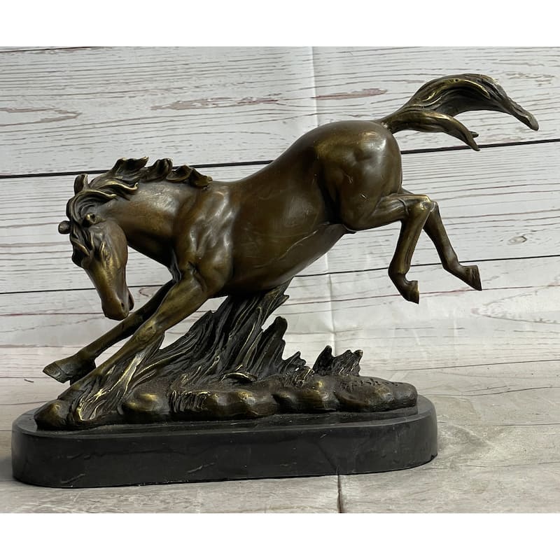 Signed Original Artwork By Imitative Fisher Wild Imitative Horse Bronze Sculpture Figurine Statue Decor
