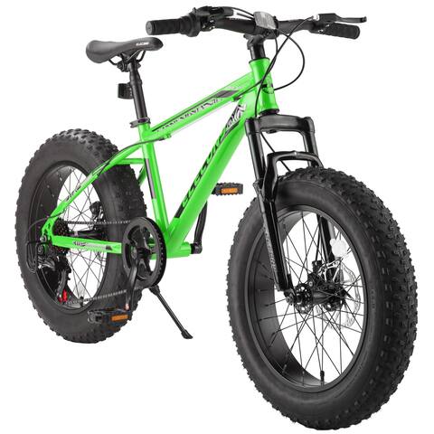 20 in.Green Fat Tire 7 Speed Mountain Bike Adult/Youth - 63.0 in. x 24.4 in. x 37.4 in.