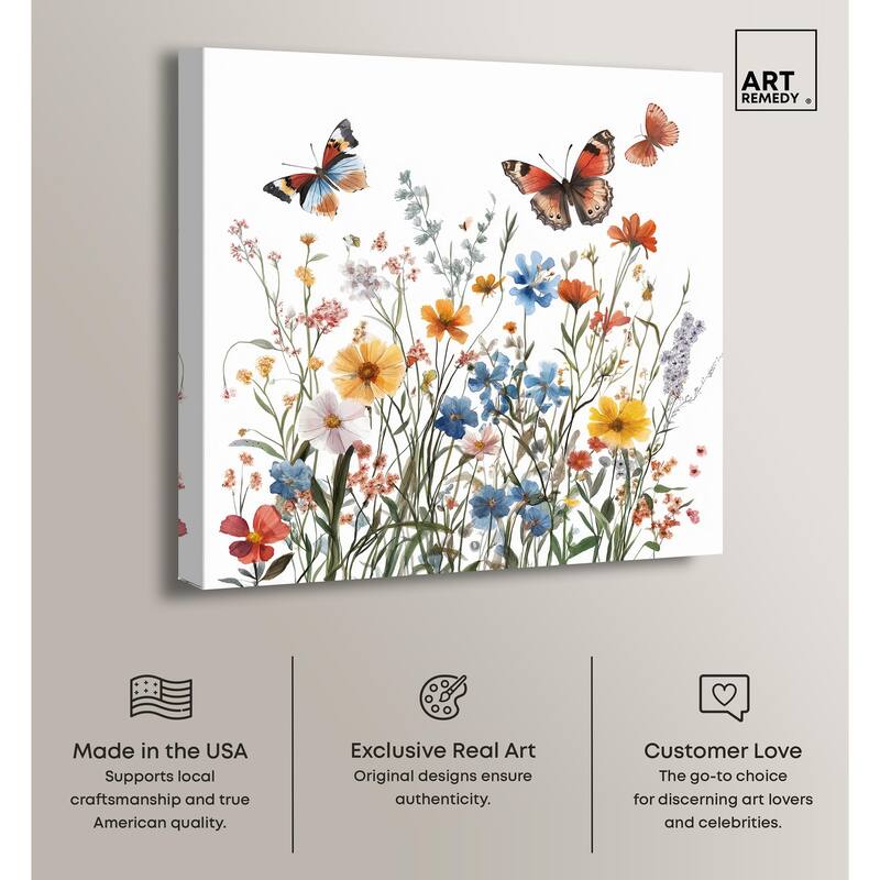 Garden of Fluttering Canvas by Art Remedy, Gallery Wrapped