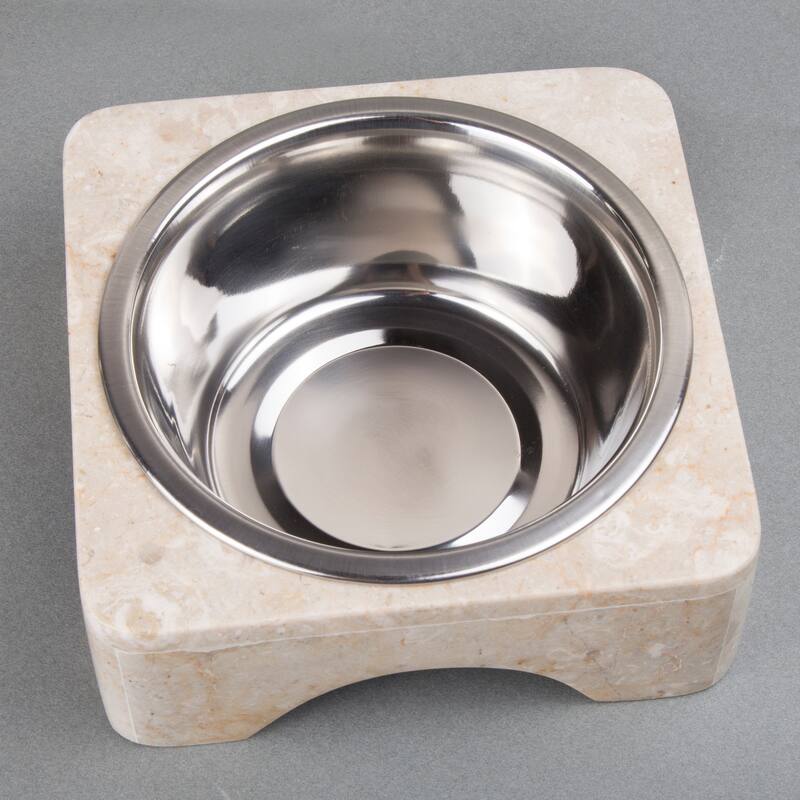 Creative Home Champagne Marble 1 Qt. Pet Bowl Set