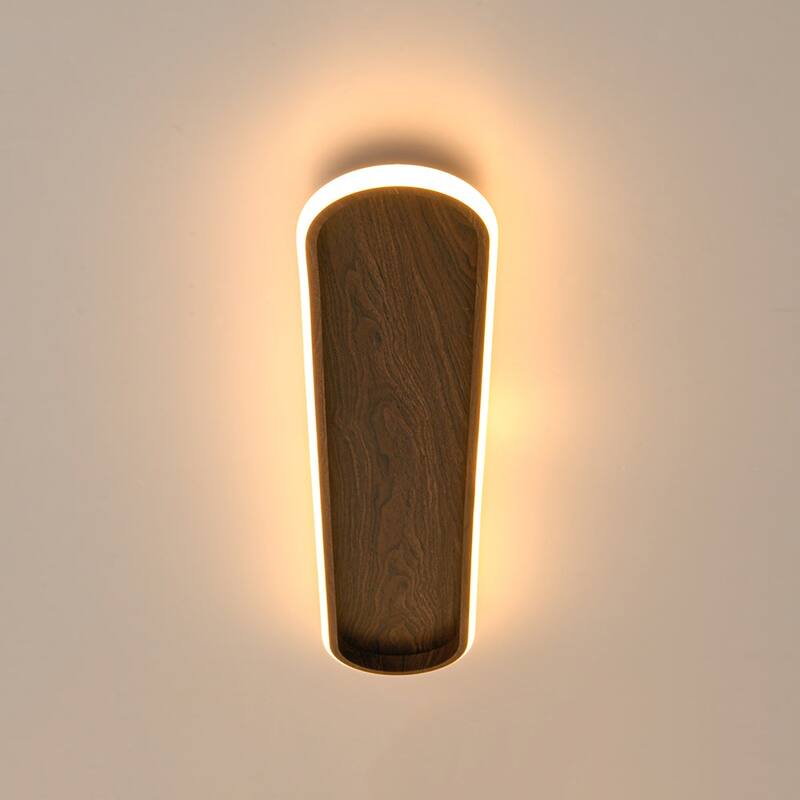 Minimalist Walnut Wood Linear Oval Dimmable LED Semi Flush Mount - 31.7 Inches