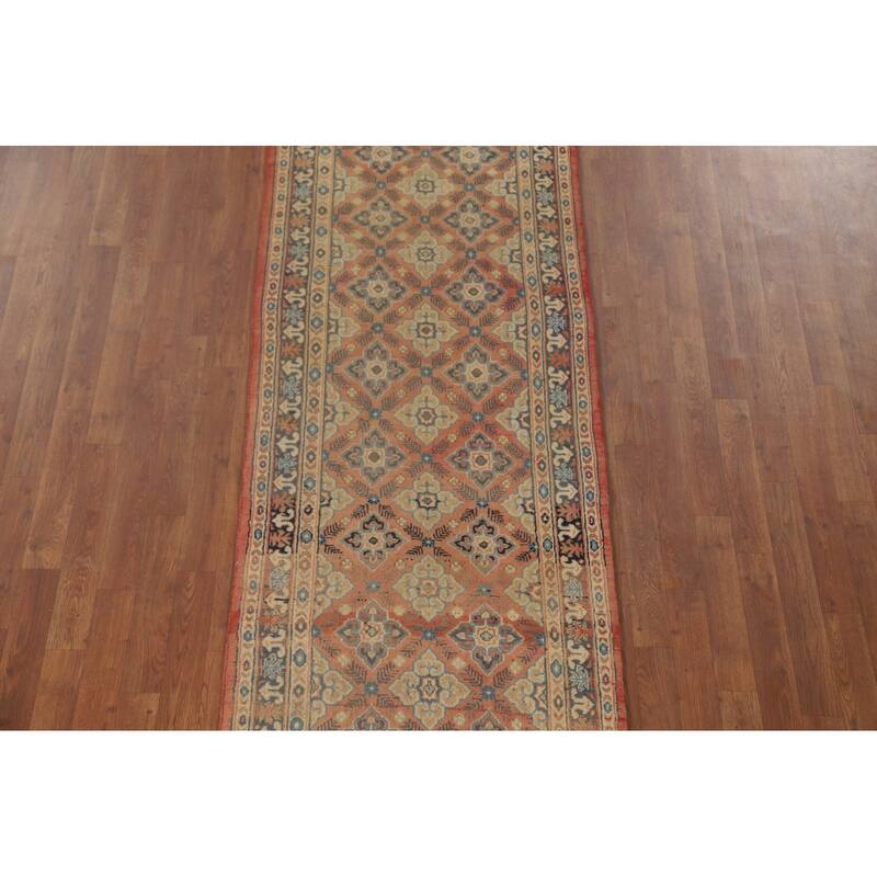 Traditional Hamedan Persian Vintage Runner Rug Handmade Wool Carpet - 2'10" x 12'2"