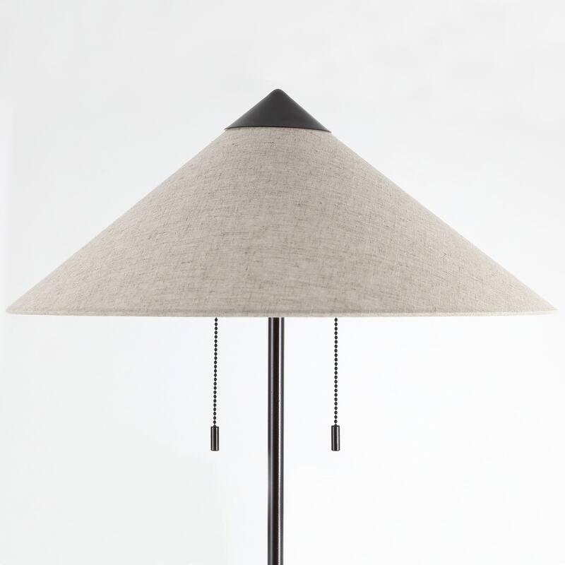 Floor Lamp Traditional Black 65" 2-Light Linen Shade