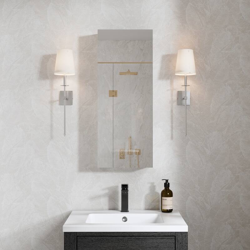 Recessed or Surface Wall Mount Bathroom Medicine Cabinet With Adjustable Glass Shelves