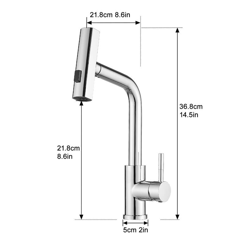 Waterfall Single Hole Kitchen Faucets with Pull Down Sprayer
