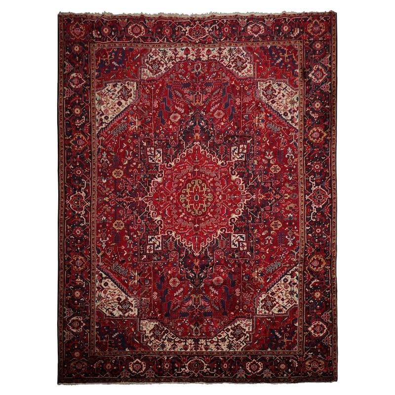 9'9''x13 Hand Knotted Wool Red Kashan Traditional Rug - 9' 9'' x 13' - 9' 9'' x 13'