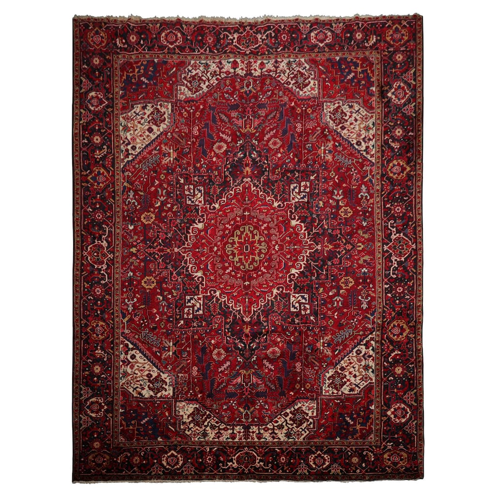 9'9''x13 Hand Knotted Wool Red Kashan Traditional Rug - 9' 9'' x 13'