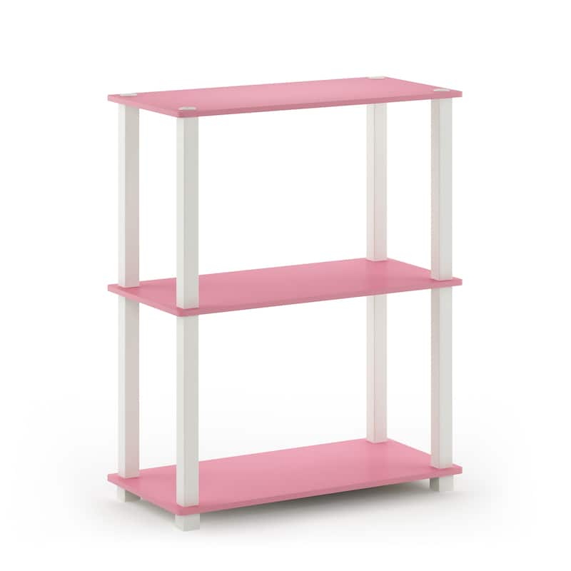 3 Tiers Wood Household Shelving Unit in Pink/White (23.6 in. W x 29.5 in. H x 11.4 in. D) - 23. 6