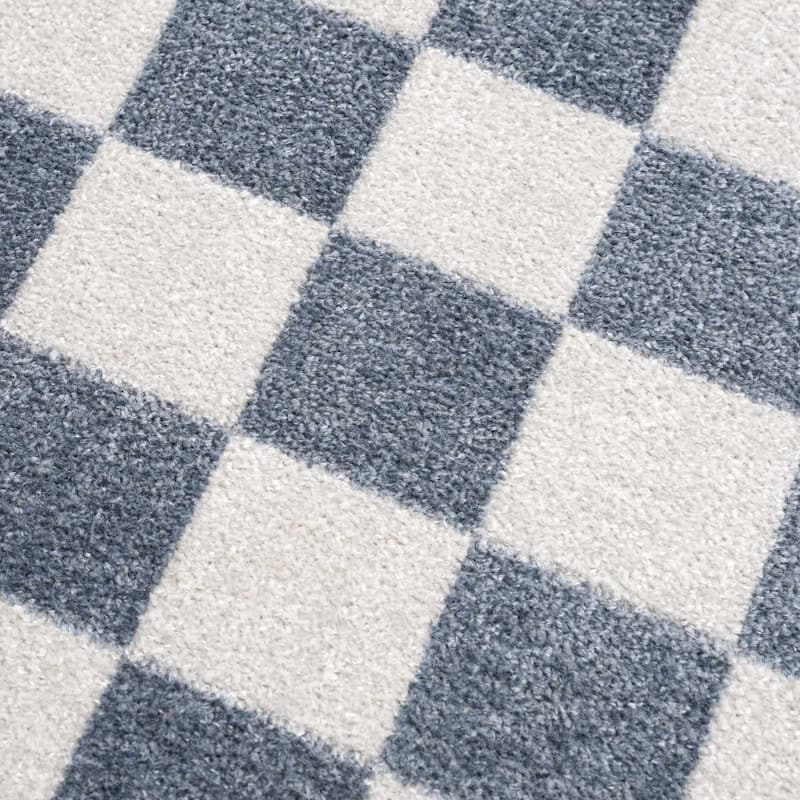 Hauteloom Brone Living Room, Bedroom Machine Washable Area Rug - Farmhouse - Blue, Off White - 2' x 2'11"
