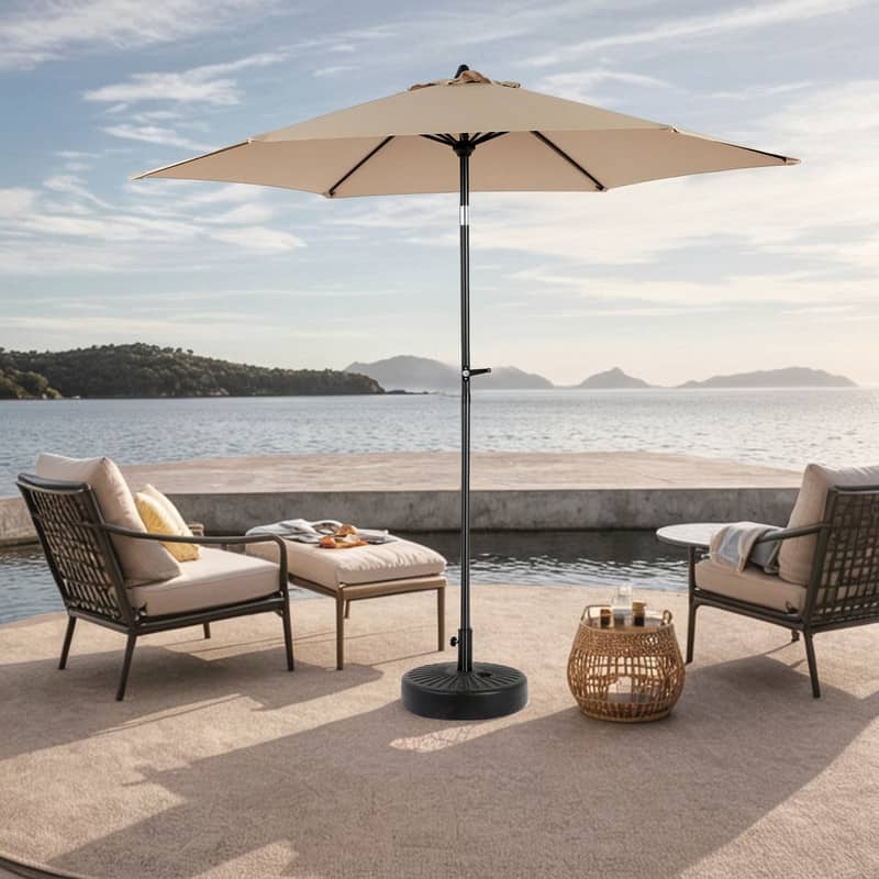 9FT Outdoor Patio Umbrella Outdoor Table Umbrella with Push Button Tilt and Crank, (Base Not Included) - Khaki
