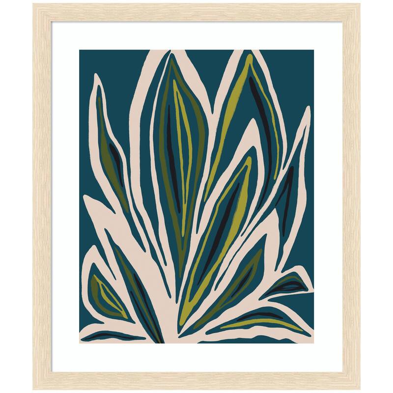 Kate and Laurel Framed Art Blue Flora 1 by Alicia Bock - 22x26 - Natural