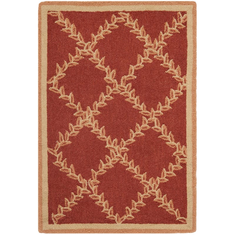 SAFAVIEH Handmade Chelsea Kimber Trellis French Country Wool Rug - 2'6" x 4' - Rust/Gold - Rectangle