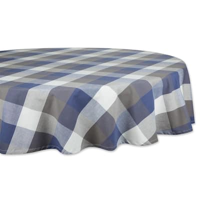 Check Round Tablecloth - 70" - Blue and Gray