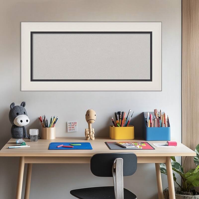 Ellie Silver Black Framed Cork Board - Bulletin Board, Organization Board, Pin Board