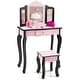 preview thumbnail 7 of 7, Pink MDF Vanity Set with Removable Tri-Folding Mirror and Leopard Print Perfect Gift for Kids - 24" x 11" x 38.5" (L × W × H)