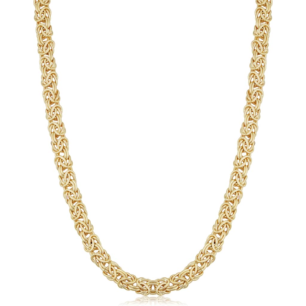 14k Yellow Gold Filled 6 mm Byzantine Link Chain Necklace (18 or 20 inches)