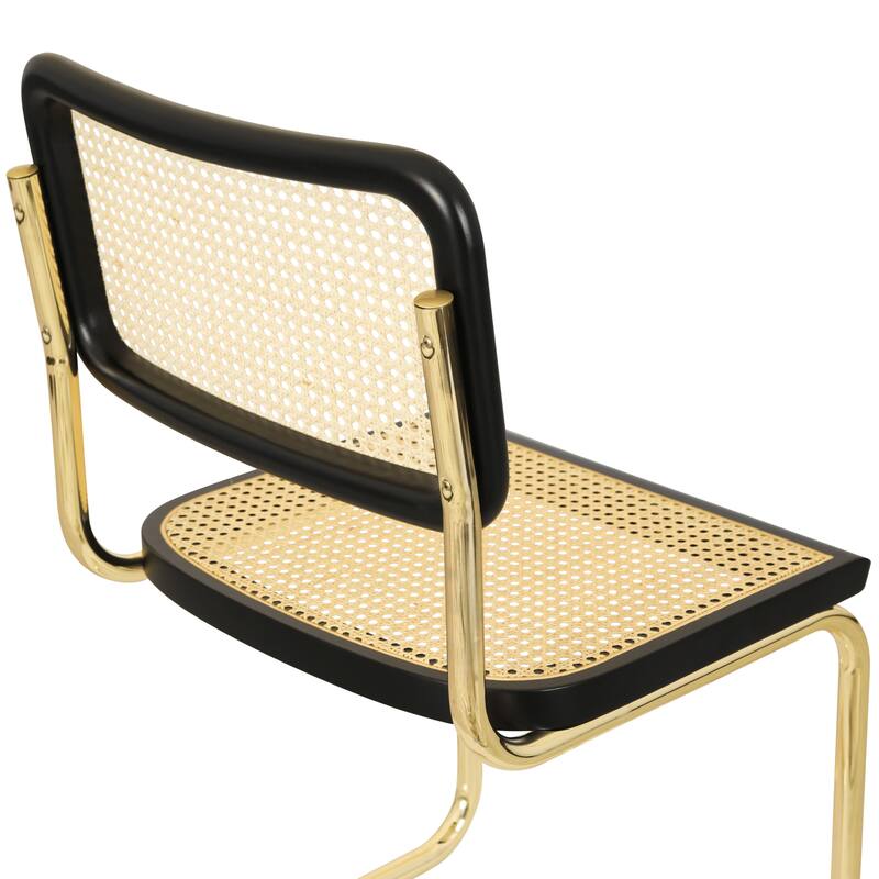Breuer Chair Company Marcel Breuer Cesca Cane Cantilever Side Chair w/ Brass Steel Frame (Various Wood & Cane Colors)