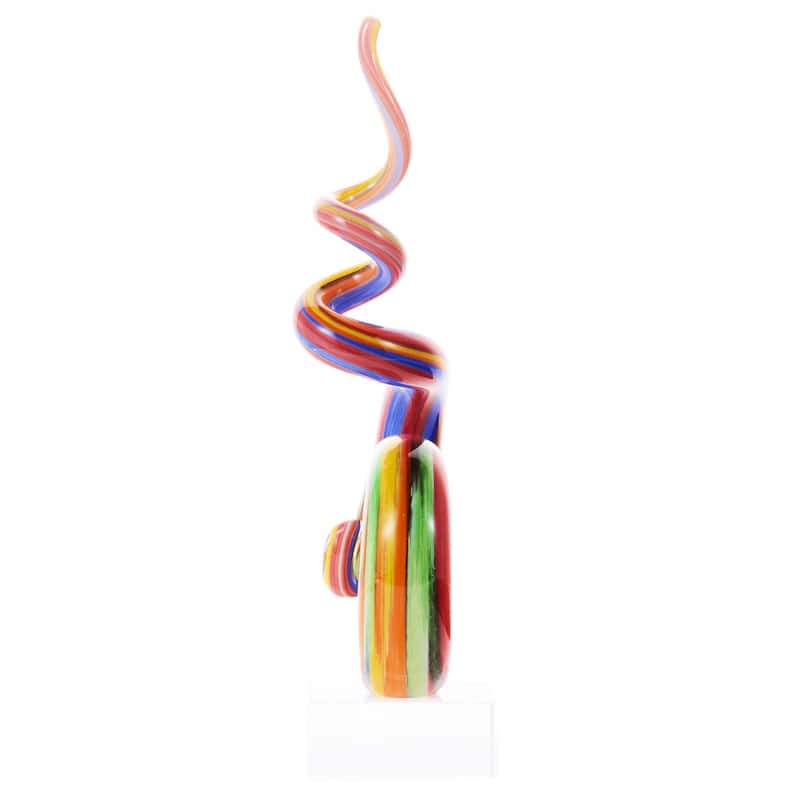 Luxury Lane Hand Blown Abstract Rainbow Swirl Art Glass Sculpture