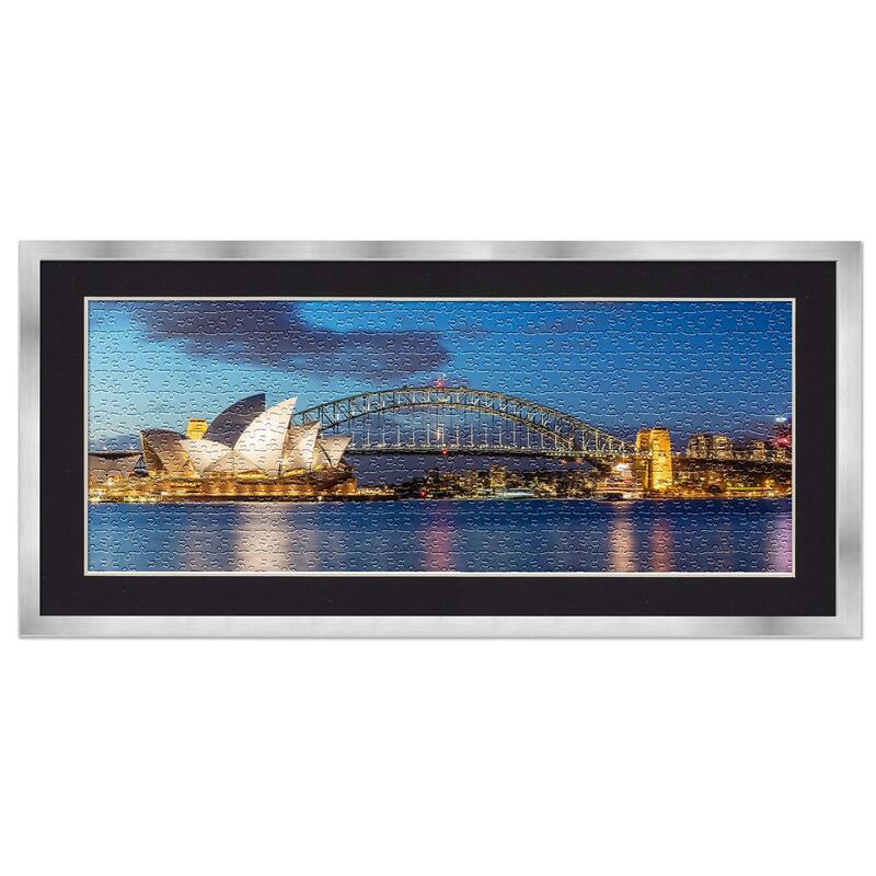 12x36 Jigsaw Puzzle Frame Kit - Kit Includes Puzzle Glue Sheets, Silver Wood Puzzle Frame with Black Mat