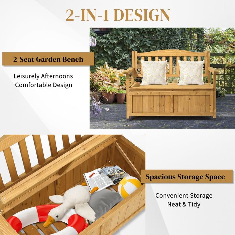 40gal Wood Outdoor Storage Bench