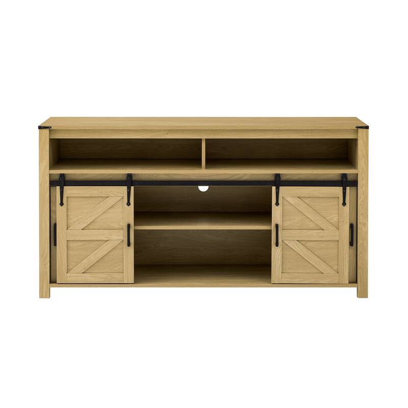 59.3" Sliding Barn Door Sideboard with Mesh Panels