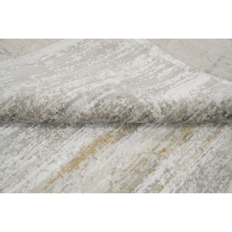 Machine Made Oriental Polyester Carpet Abstract Multi-Colored Distressed Area Rug - 7' 5'' X 5' 2''