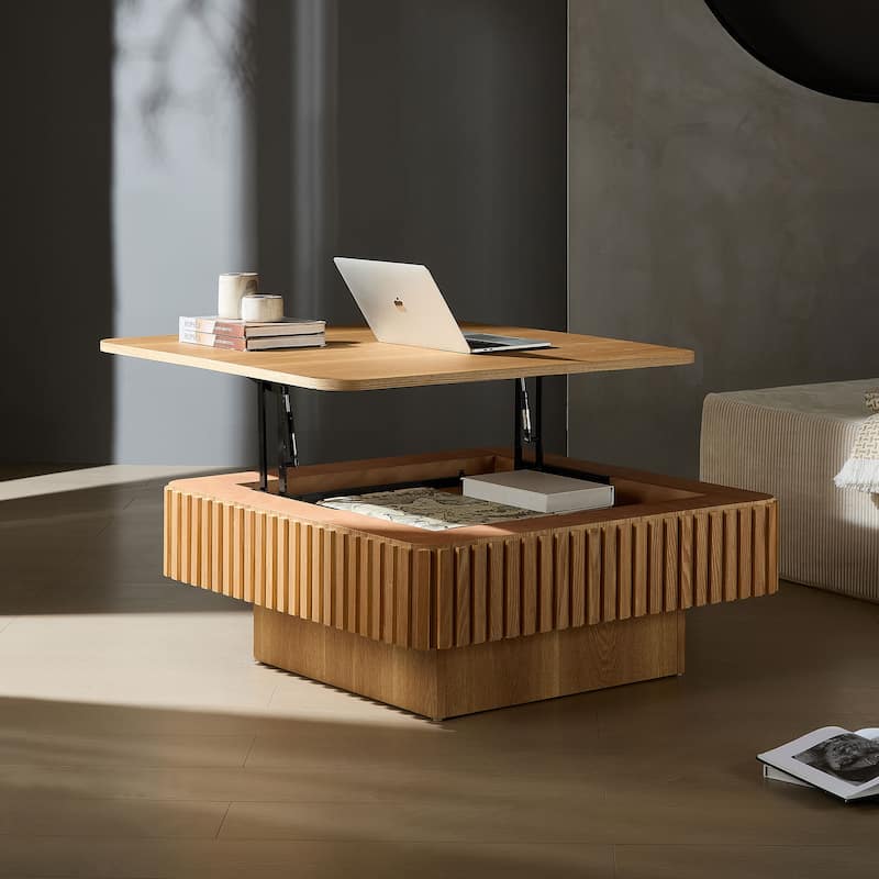 Modern Square Lift-Top Coffee Table with Hidden Storage