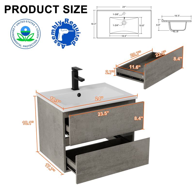 Wall Mounted Bathroom Vanity Sink Combo Cabinet Vanity Set