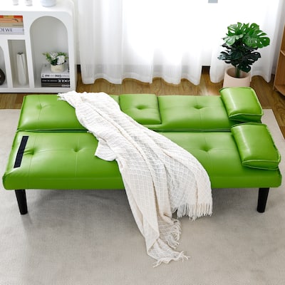 The 67-inch PVC multi-functional sofa bed, with a foldable and cup holder design