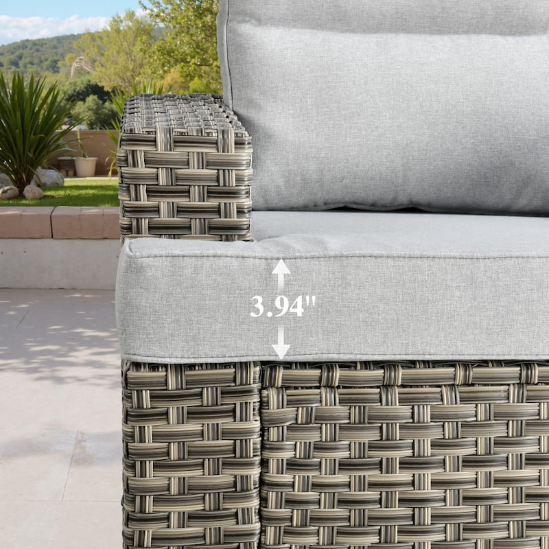 OVIOS 6 Pieces T shaped Seat Wide Armrest Set With Solar-Powered Coffee Table