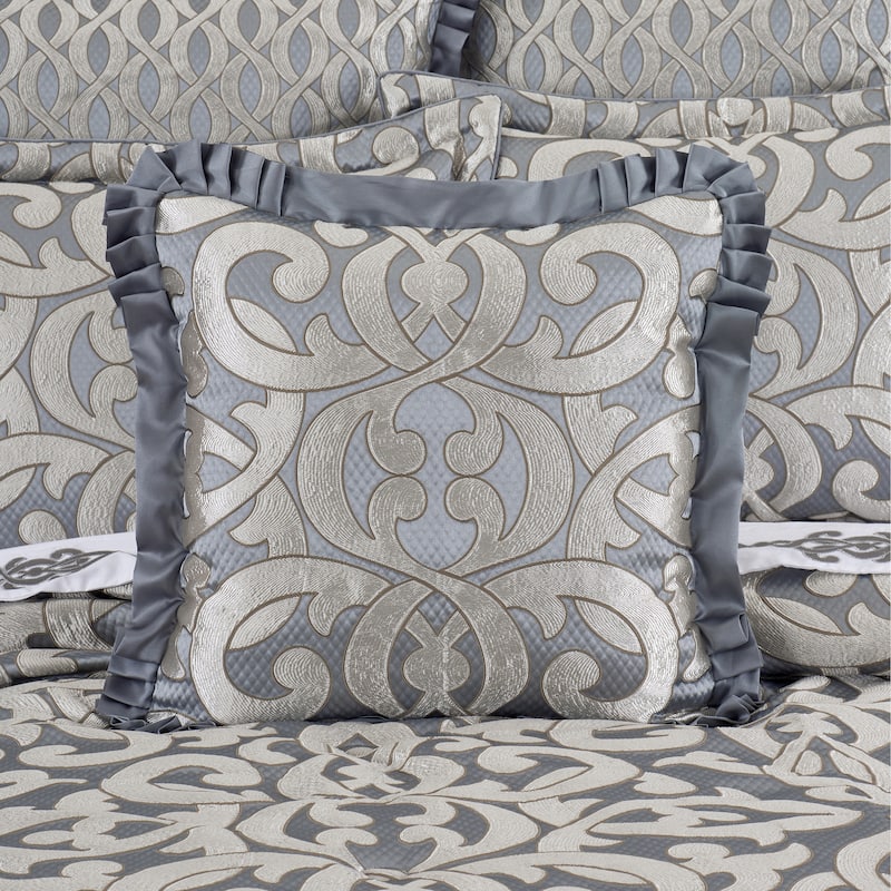 Barocco 20" Square Embellished Decorative Throw Pillow