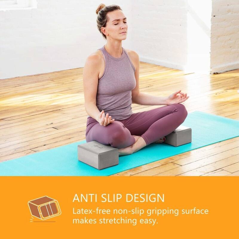 Sol Living Exercise Non Slip Foam Yoga Block 4" x 6" x 9" - 2 Pack