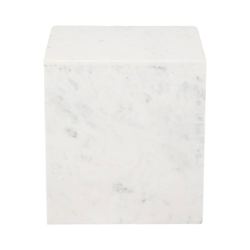 Stone Marble Accent Table Sculptural Geometric Base and Sleek Design