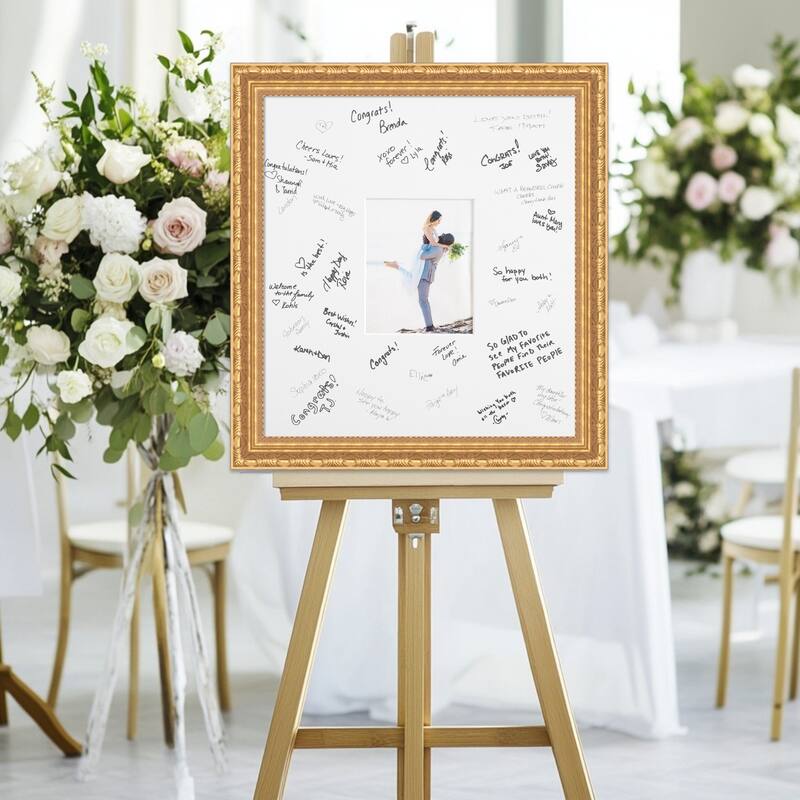 Versailles Signature Mat Picture Frame - Autograph Photo Frame Guest Book Alternative for Weddings, Graduations, or Retirement - 8x10