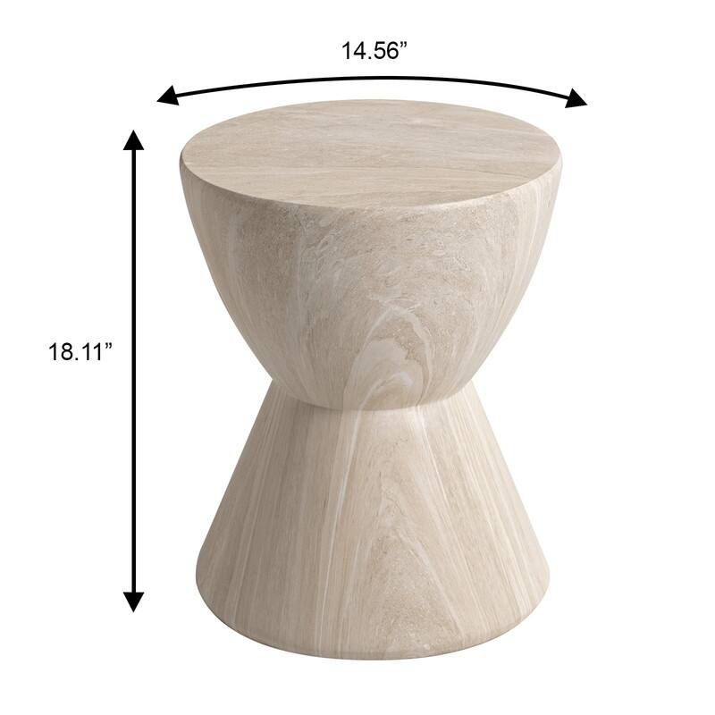 Loft 14-Inch Modern Round Accent Fiberstone Side Table for Indoor Outdoor Patio, Living Room, or Home Office