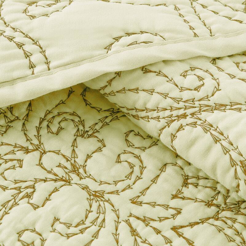 4 Piece Damask Embroidery Coverlet Set Soft Microfiber Bedding