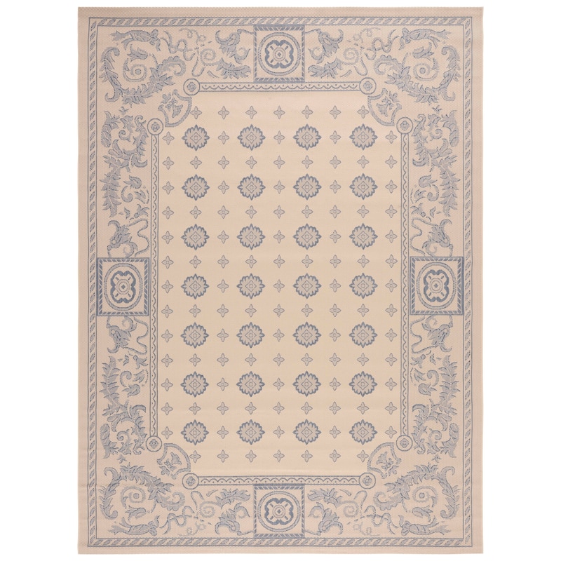 SAFAVIEH Courtyard Steve Indoor/ Outdoor Waterproof Patio Backyard Rug - 8' x 11' - Natural/Blue