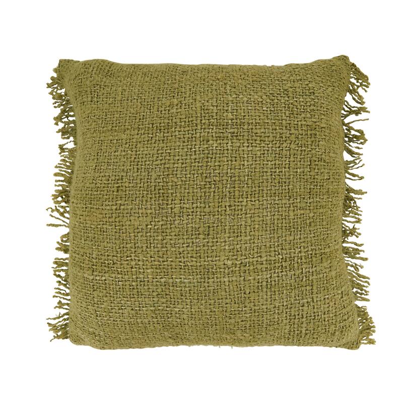 Fringe Throw Pillow - 20"x20" - Cover Only - Olive