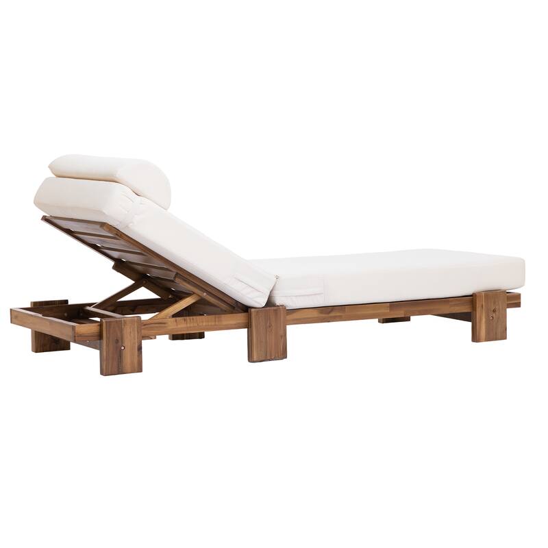 Roomfitters 78.8" Outdoor Patio Chaise Lounge Chair with Adjustable Backrest and Side Table for Poolside & Garden
