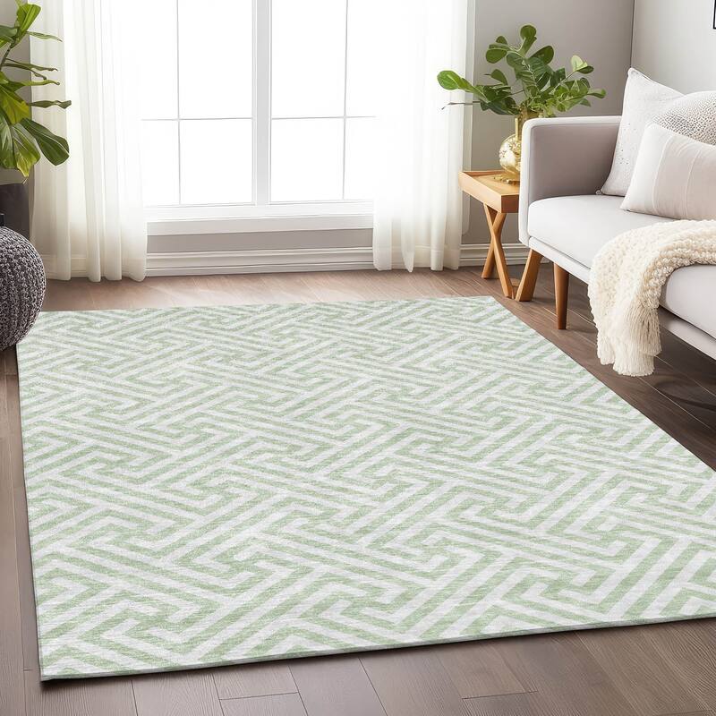 Premium Washable Super Soft Modern Geo Mayfield Rug - Mint - 10' x 14' - Rectangle