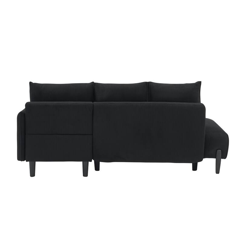 79.5 inches long, Velvet Sofa with Three Pillows, for Apartment Office Living Room - Black