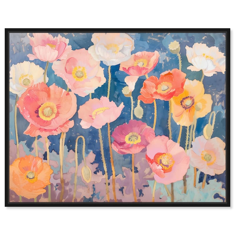 Pastel Poppies Canvas by Art Remedy - Black - 24" x 20"