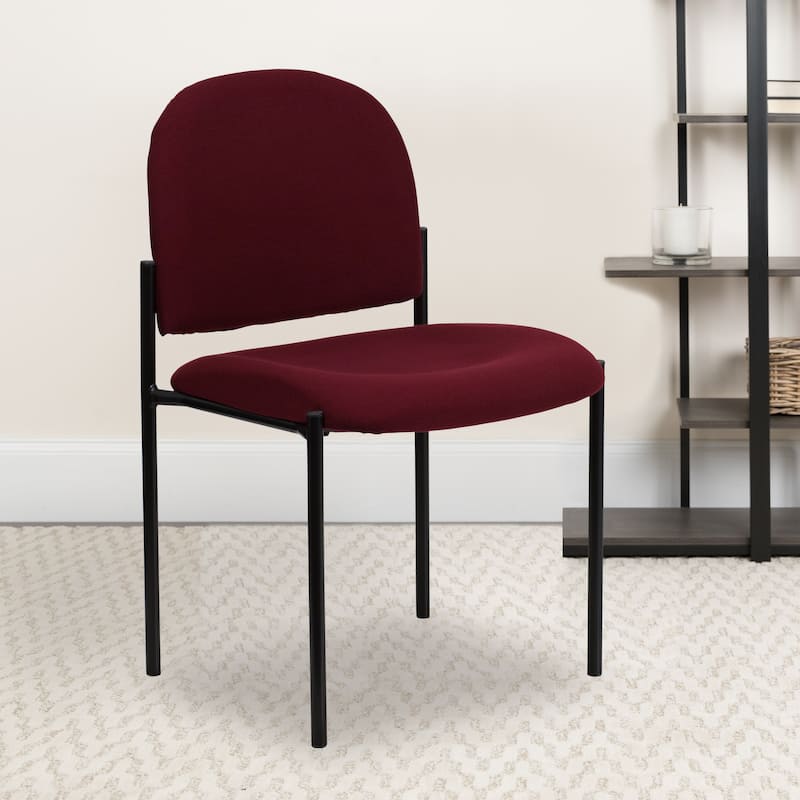 Comfort Stackable Steel Side Reception Chair - Burgundy Fabric