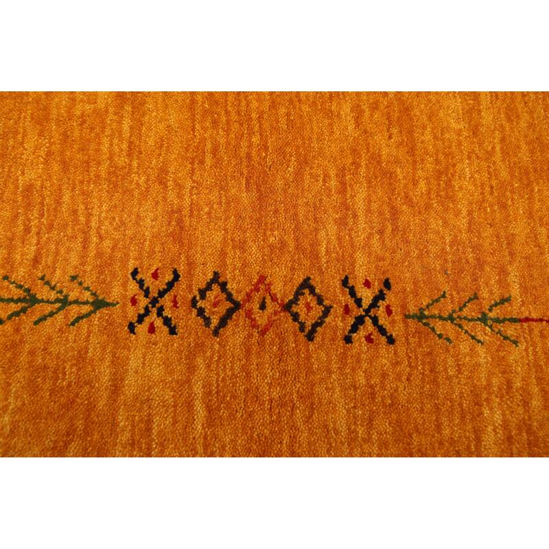 ECARPETGALLERY Hand Loomed Kashkuli Gabbeh Light Orange Wool Rug - 4'11 x 8'0