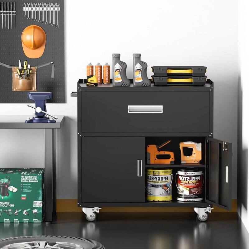 Metal Garage Cabinets, Rolling Tool Cart Boxes with Wheels