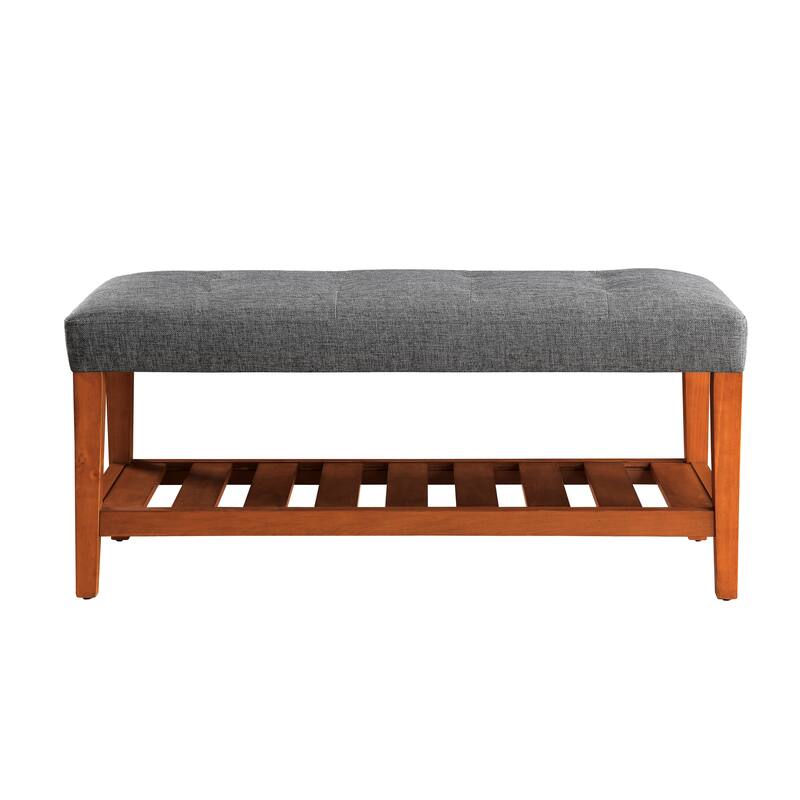 Charla Light Gray Fabric & Oak Finish Bench