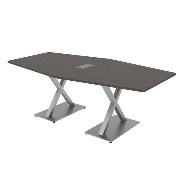 7 Foot Hexagon Shaped Conference Room Table With X Base