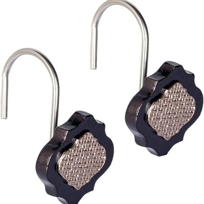 Creative Scents Dahlia Brown Shower Curtain Hooks Set of 12 On Sale